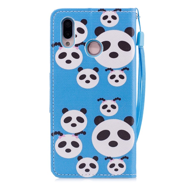 Cross Texture Pattern Printing Wallet Stand Leather Flip Mobile Shell for Huawei P20 Lite/Nova 3e - Pandas-2