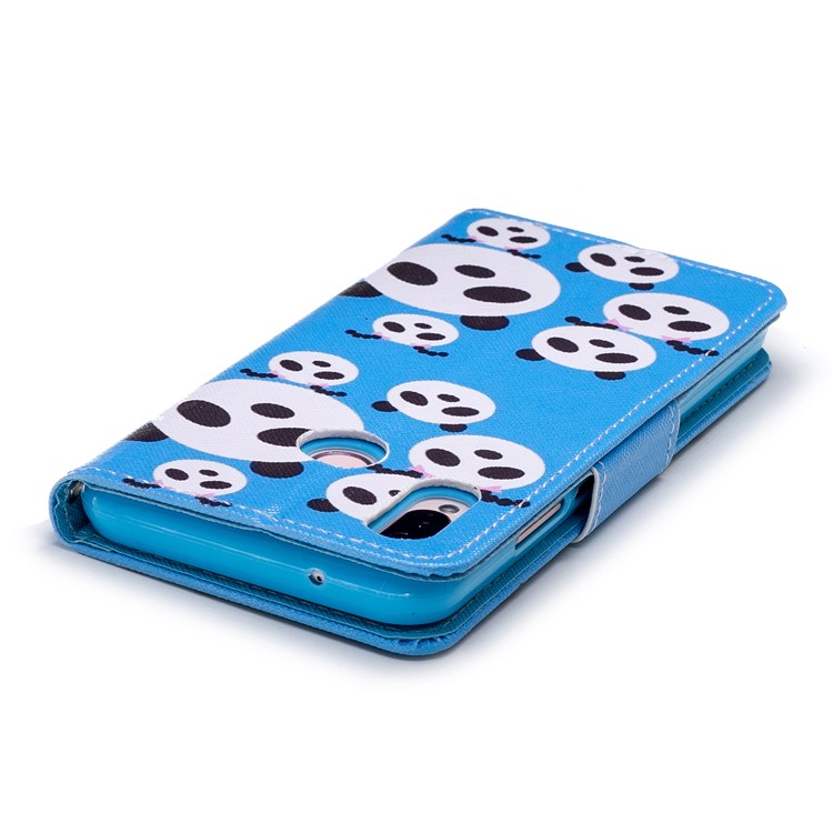 Cross Texture Pattern Printing Wallet Stand Leather Flip Mobile Shell for Huawei P20 Lite/Nova 3e - Pandas-4