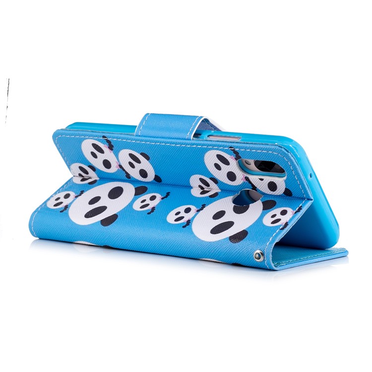 Cross Texture Pattern Printing Wallet Stand Leather Flip Mobile Shell for Huawei P20 Lite/Nova 3e - Pandas-5