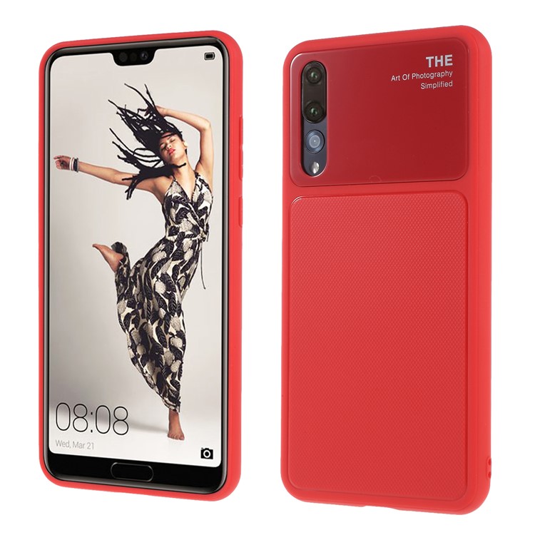 Tempered Glass + TPU Hybrid Phone Cover for Huawei P20 Pro - Red-1