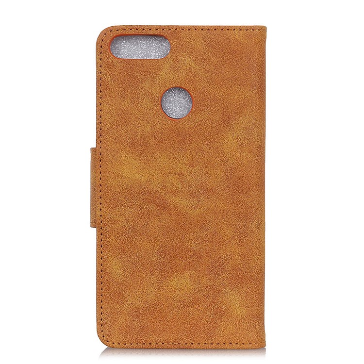 Vintage Style Wallet Split Leather Stand Protective Shell for Huawei P Smart/Enjoy 7S - Brown-7