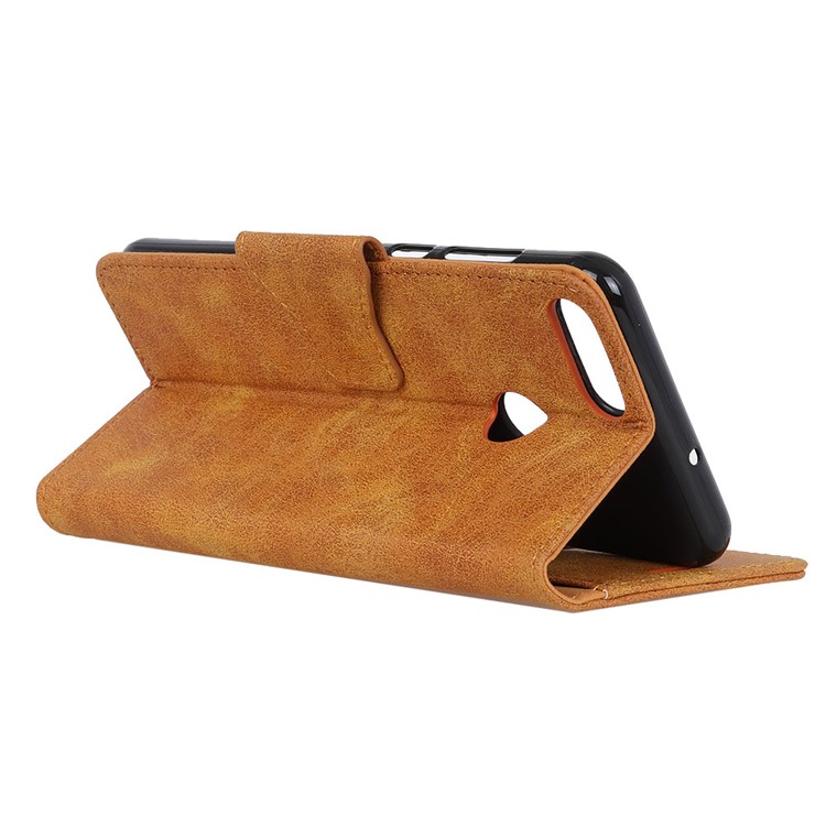 Vintage Style Wallet Split Leather Stand Protective Shell for Huawei P Smart/Enjoy 7S - Brown-9