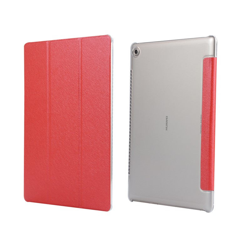 Leather Flip Tri-fold Stand Tablet Cover for Huawei MediaPad M5 10/10 (Pro) - Red-5