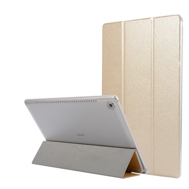 Tri-fold Stand Leather Flip Protective Cover for Huawei MediaPad M5 10/10 (Pro) - Gold-1