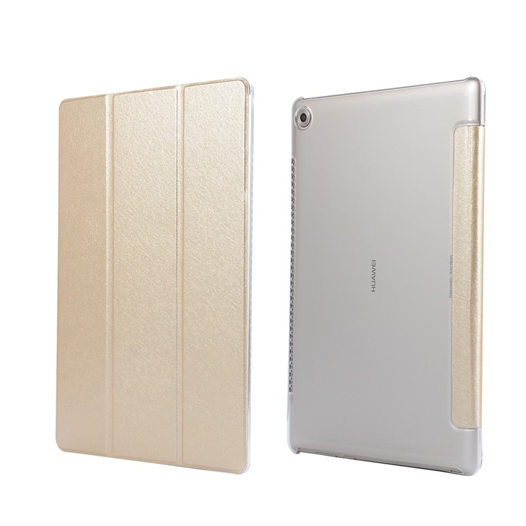 Tri-fold Stand Leather Flip Protective Cover for Huawei MediaPad M5 10/10 (Pro) - Gold-5