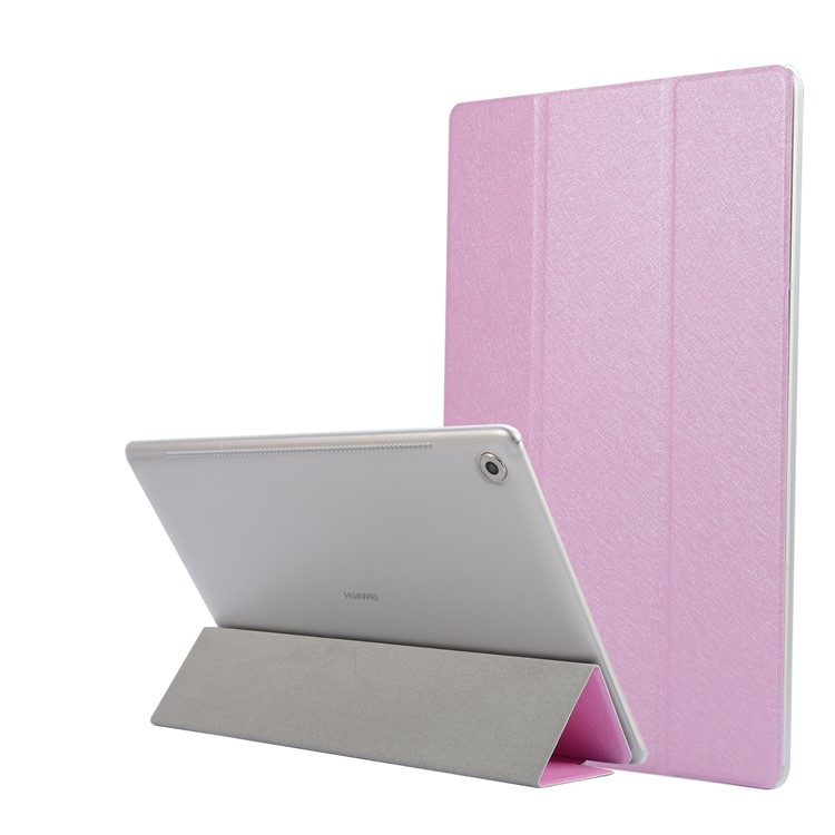 Tri-fold Stand Leather Flip Protective Shell for Huawei MediaPad M5 10/10 (Pro) - Pink-1
