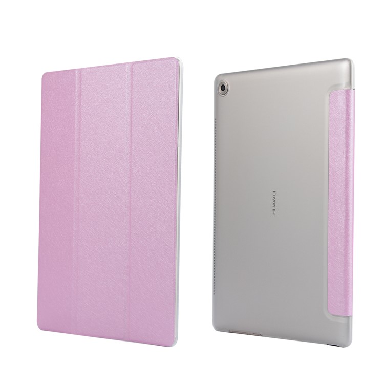 Tri-fold Stand Leather Flip Protective Shell for Huawei MediaPad M5 10/10 (Pro) - Pink-5