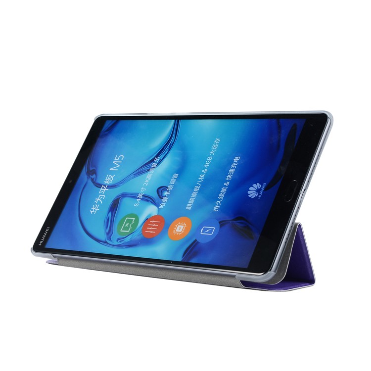 Tri-fold Stand Leather Flip Case for Huawei MediaPad M5 8 (8.4-inch) - Purple-6