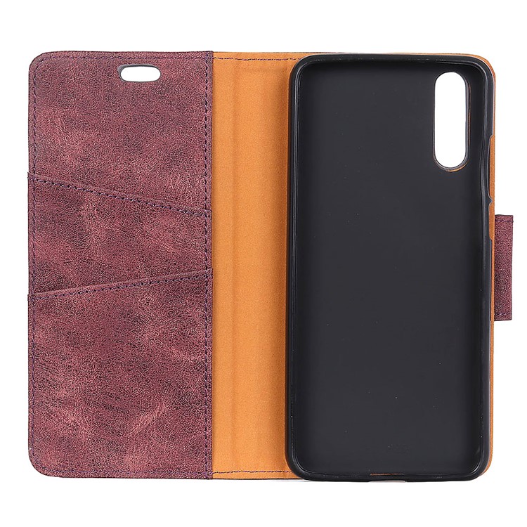Accesorio De La Cubierta Del Teléfono Billetera De Cuero Partido Vintage Para Huawei P20 Pro - Vino Rojo-8
