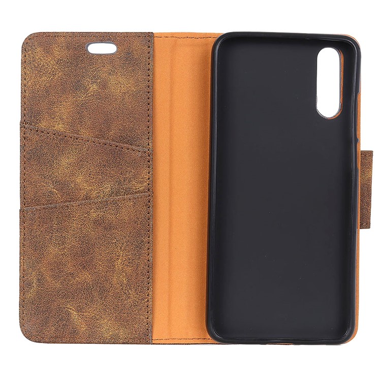Vintage Split Leather Stand Wallet Mobile Folio Protection Cover for Huawei P20 Pro - Coffee-8