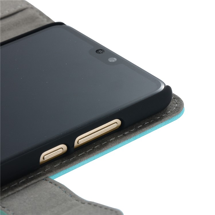 Vintage Style Crazy Horse Leather Stand Wallet Casing for Huawei P20 - Blue-10