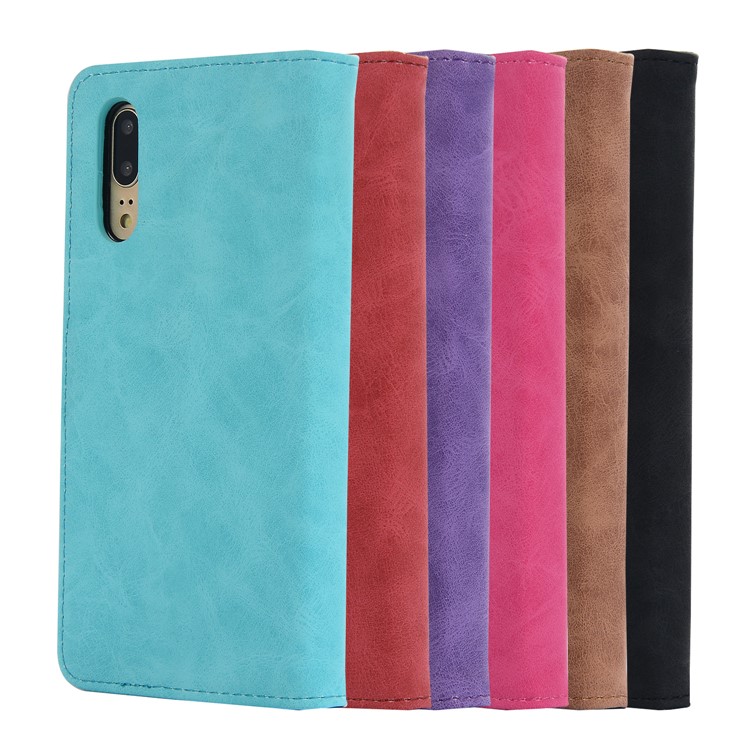 Vintage Style Crazy Horse Leather Stand Wallet Casing for Huawei P20 - Blue-13