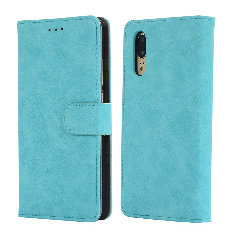 Vintage Style Crazy Horse Leather Stand Wallet Casing for Huawei P20 - Blue-3
