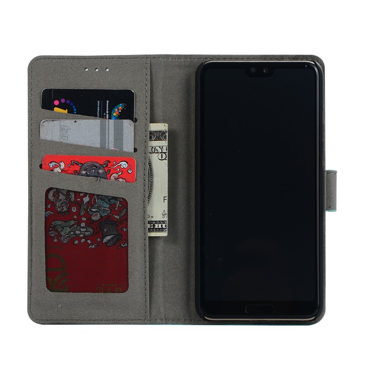 Vintage Style Crazy Horse Leather Stand Wallet Casing for Huawei P20 - Blue-5