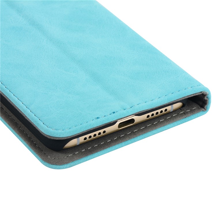 Vintage Style Crazy Horse Leather Stand Wallet Casing for Huawei P20 - Blue-9