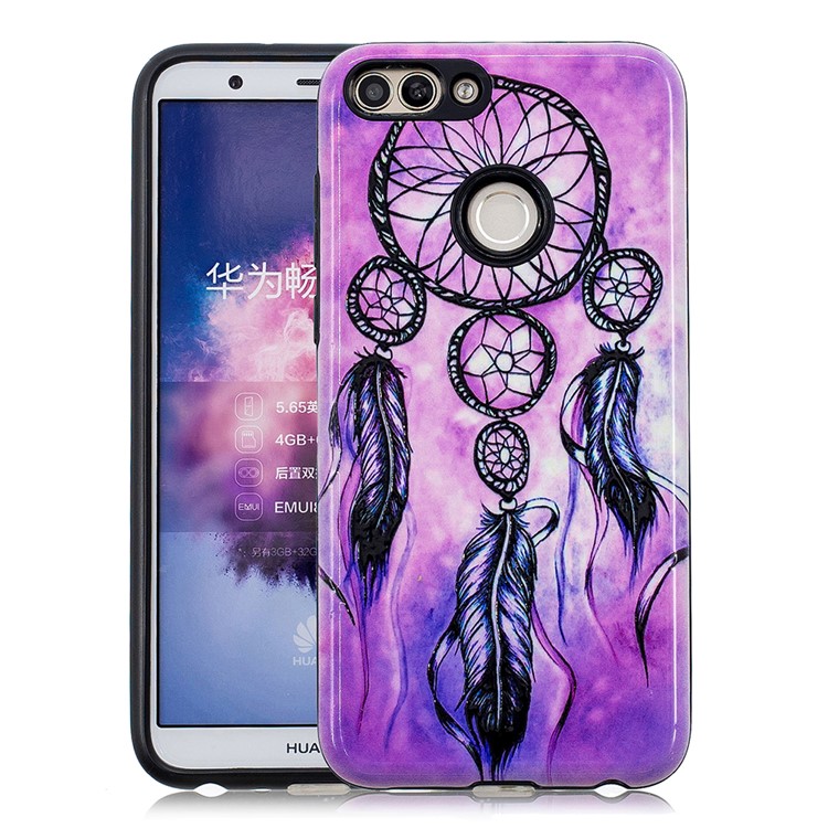 Embossed Rubberized PC TPU Hybrid Back Case for Huawei P Smart / Enjoy 7S - Dream Catcher-1