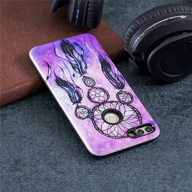 Embossed Rubberized PC TPU Hybrid Back Case for Huawei P Smart / Enjoy 7S - Dream Catcher-6