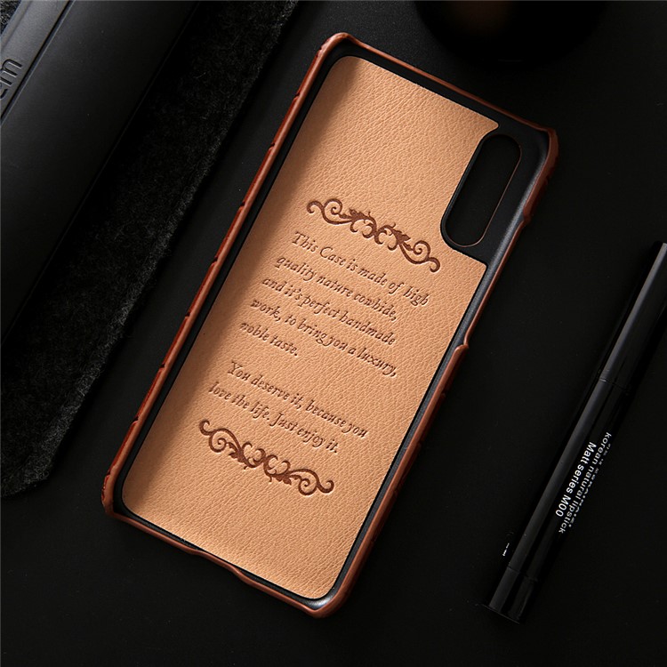 Crocodile Texture Genuine Leather Coated PC Casing for Huawei P20 Pro - Brown-12