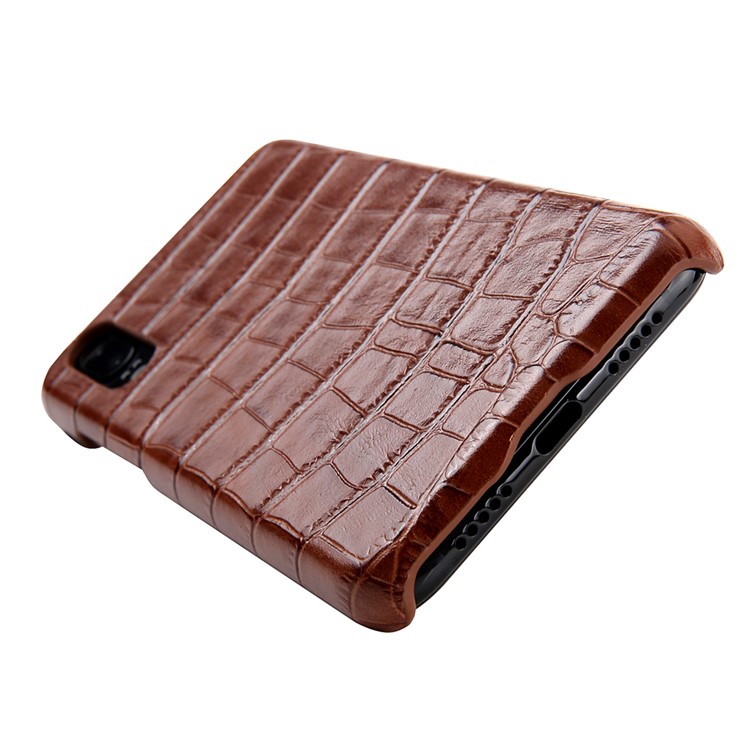 Crocodile Texture Genuine Leather Coated PC Casing for Huawei P20 Pro - Brown-5