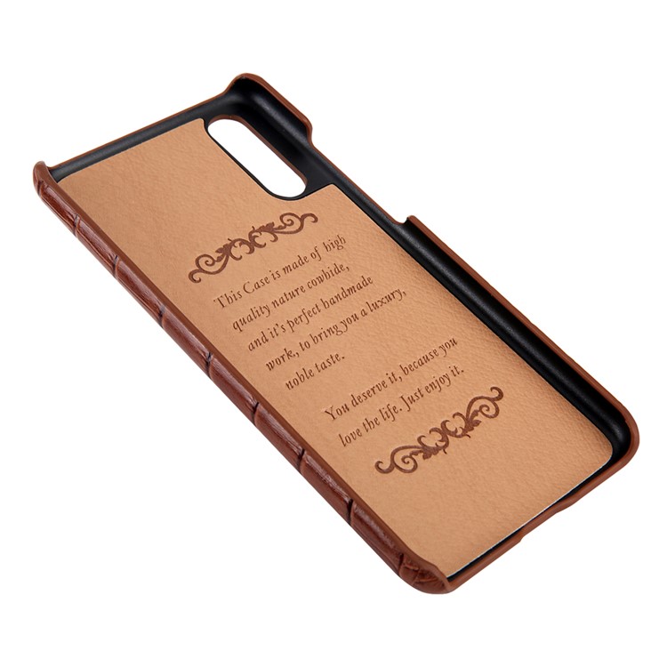 Crocodile Texture Genuine Leather Coated PC Casing for Huawei P20 Pro - Brown-9
