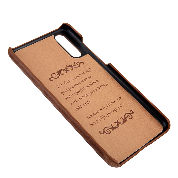 Retro Genuine Leather Coated Hard PC Case for Huawei P20 Pro - Brown-10