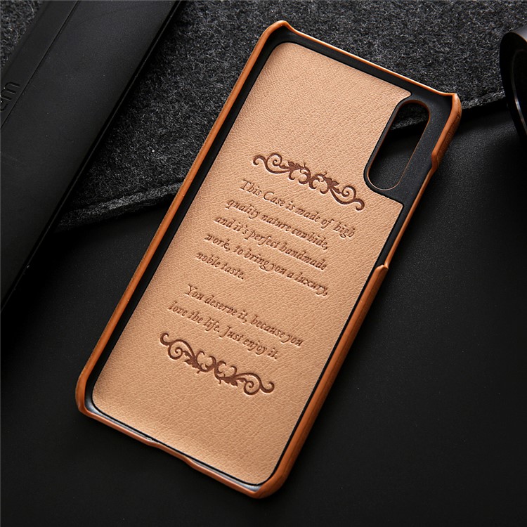 Retro Genuine Leather Coated Hard PC Case for Huawei P20 Pro - Brown-15