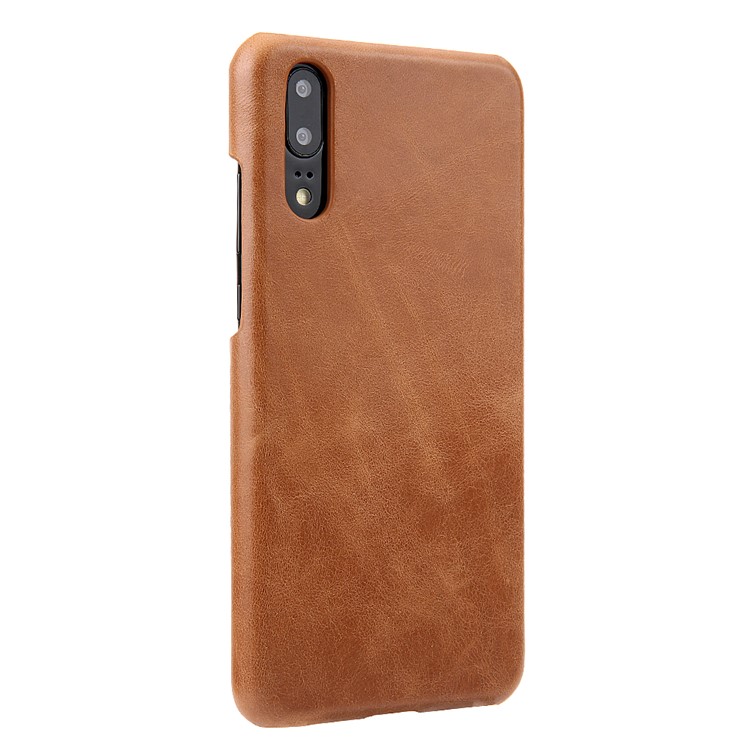 Retro Genuine Leather Coated Hard PC Case for Huawei P20 Pro - Brown-2