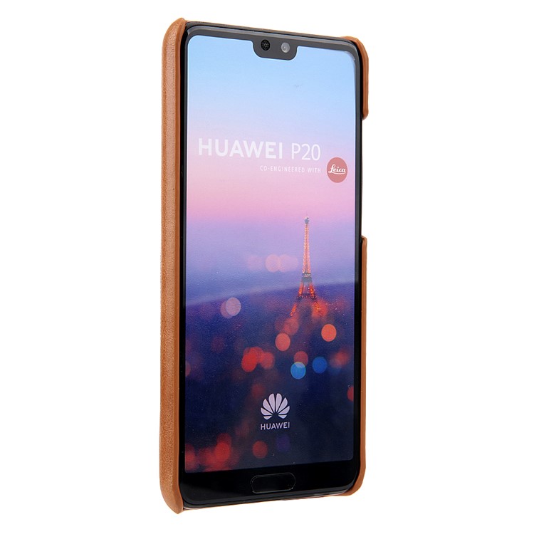 Retro Genuine Leather Coated Hard PC Case for Huawei P20 Pro - Brown-3