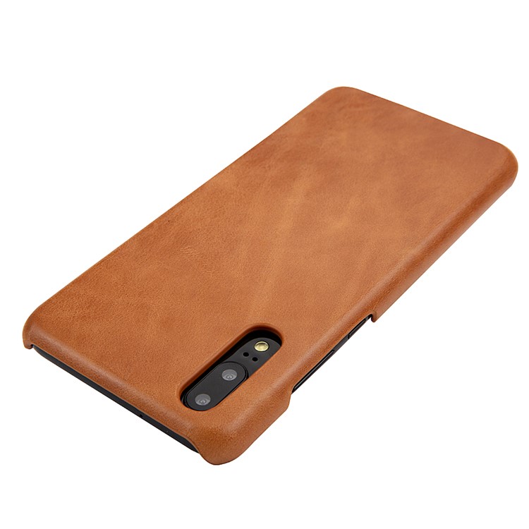 Retro Genuine Leather Coated Hard PC Case for Huawei P20 Pro - Brown-4
