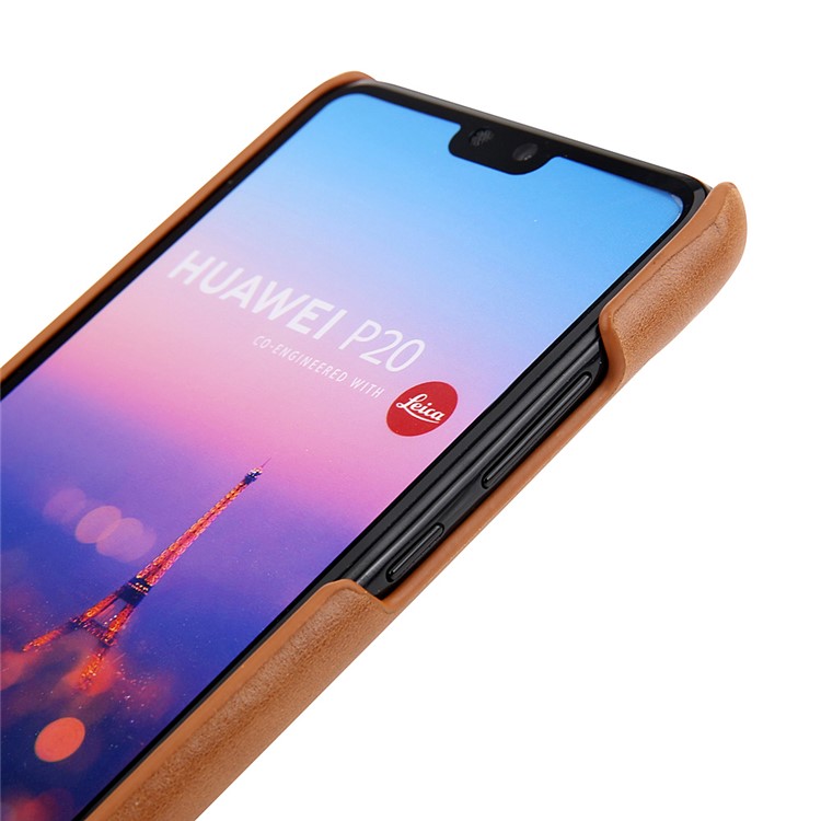 Retro Genuine Leather Coated Hard PC Case for Huawei P20 Pro - Brown-7