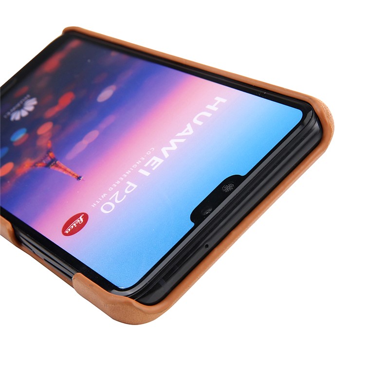 Retro Genuine Leather Coated Hard PC Case for Huawei P20 Pro - Brown-8