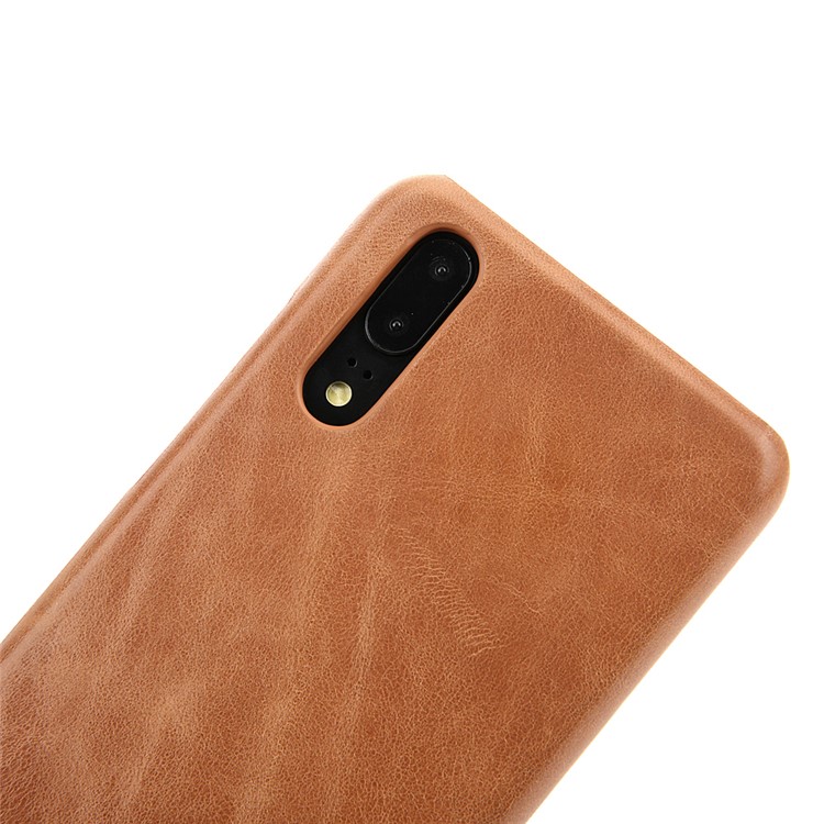 Retro Genuine Leather Coated Hard PC Case for Huawei P20 Pro - Brown-9