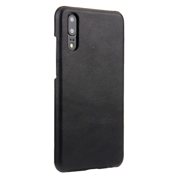 Retro Genuine Leather Coated Hard PC Casing for Huawei P20 Pro - Black-2