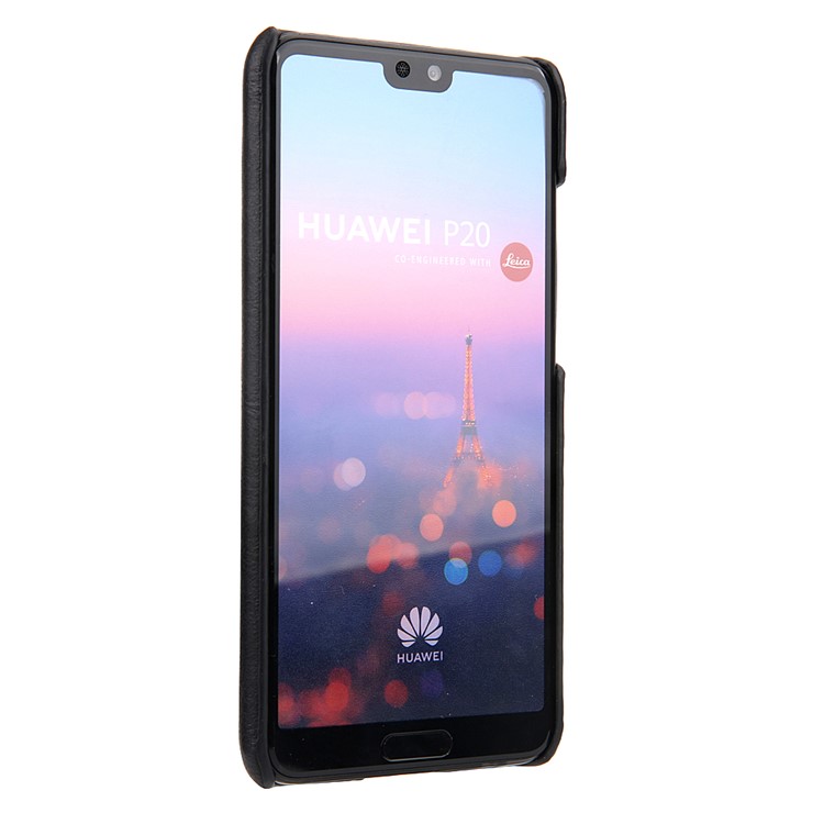 Retro Genuine Leather Coated Hard PC Casing for Huawei P20 Pro - Black-3