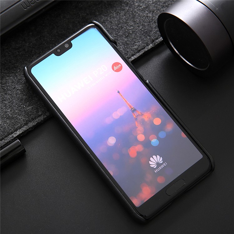 Retro Genuine Leather Coated Hard PC Casing for Huawei P20 Pro - Black-5