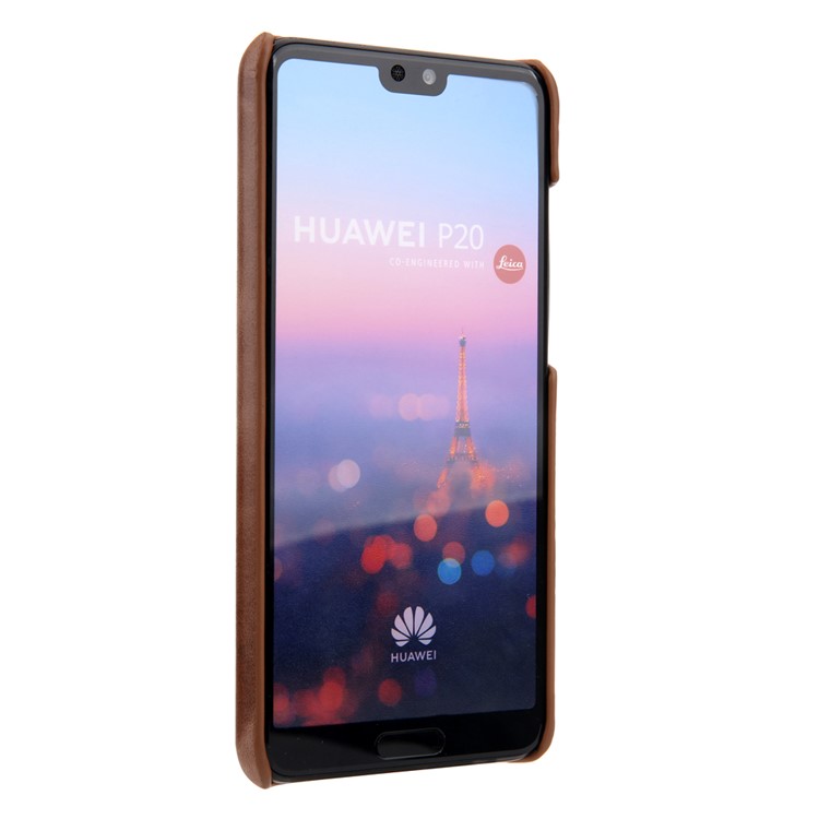 Retro Genuine Leather Coated Hard PC Shell for Huawei P20 Pro - Coffee-3