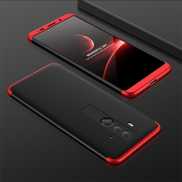 Detachable 3-Piece All-wrapped Matte Hard Case for Huawei Mate 10 Pro - Black / Red-1