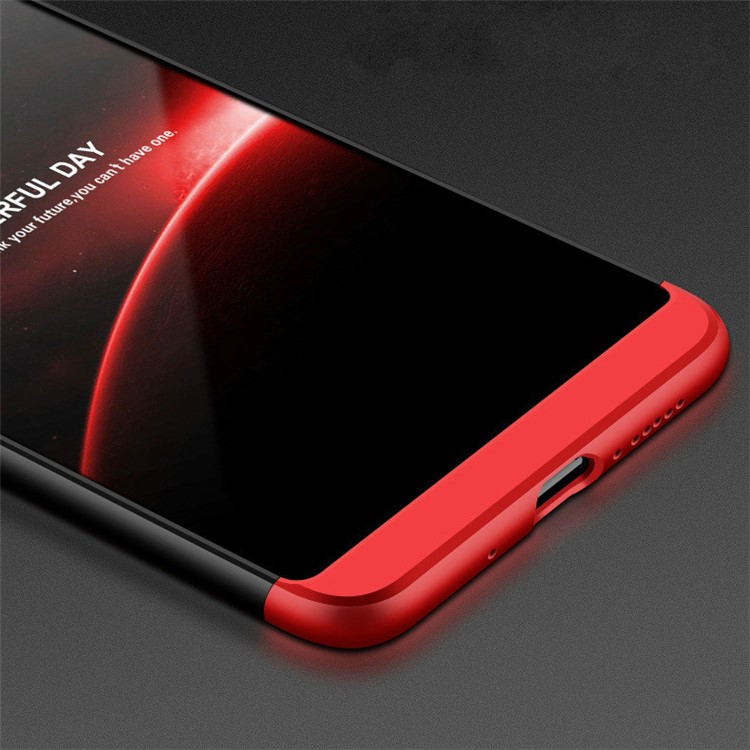 Detachable 3-Piece All-wrapped Matte Hard Case for Huawei Mate 10 Pro - Black / Red-3