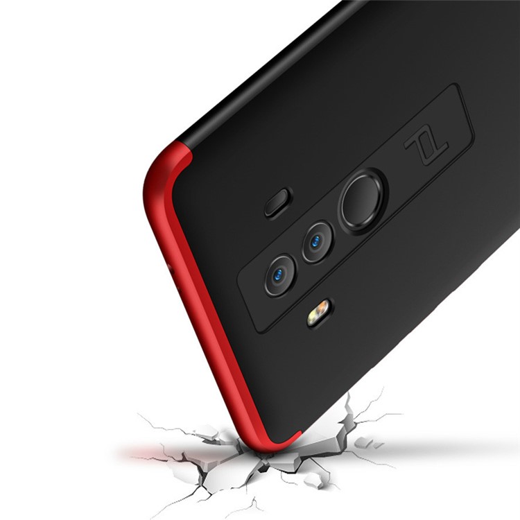 Detachable 3-Piece All-wrapped Matte Hard Case for Huawei Mate 10 Pro - Black / Red-6