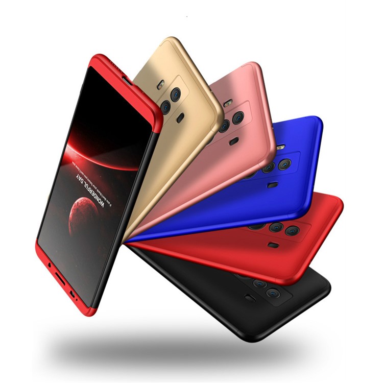 Detachable 3-Piece All-wrapped Matte Hard Case for Huawei Mate 10 Pro - Black / Red-7