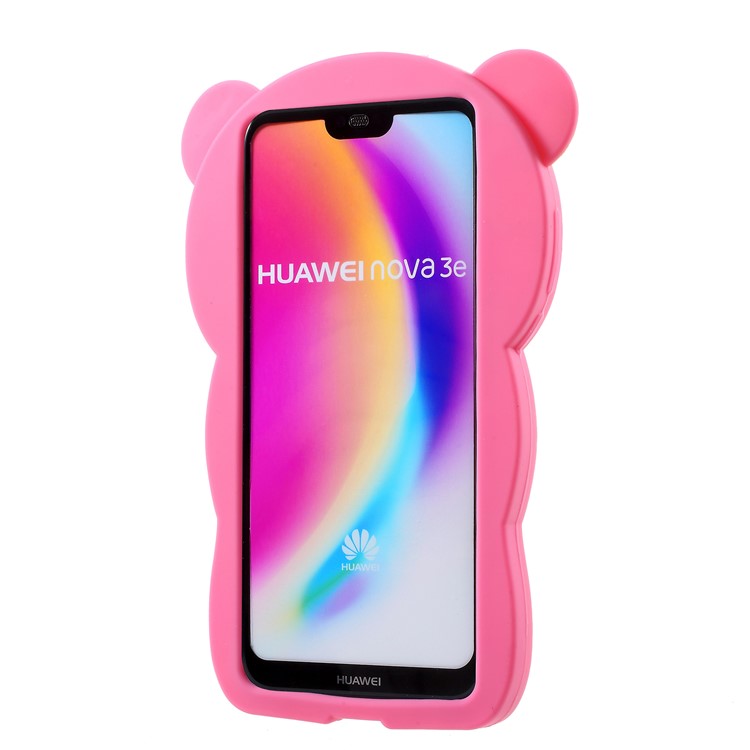 Cute 3D Rilakkuma Soft Silicone Case Shell for Huawei P20 Lite/Nova 3e - Rose-2
