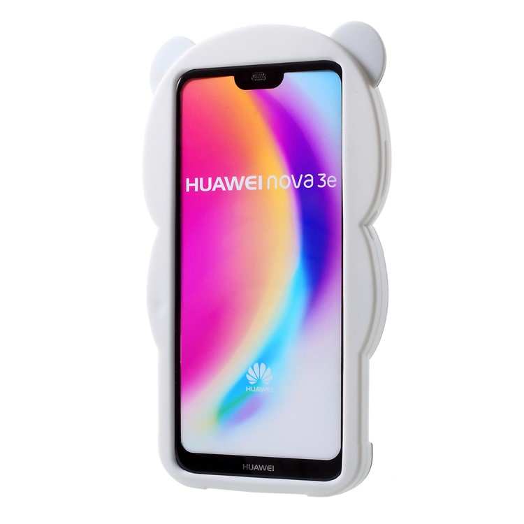 Adorable 3D Panda Silicone Case for Huawei P20 Lite/Nova 3e - Black-2