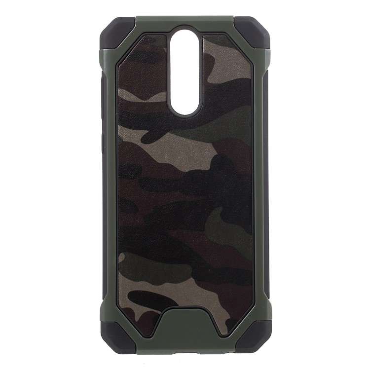 Camouflage Leather Coated PC TPU Hybrid Back Case for Huawei Mate 10 Lite / nova 2i / Maimang 6 / Honor 9i (India) - Green-1