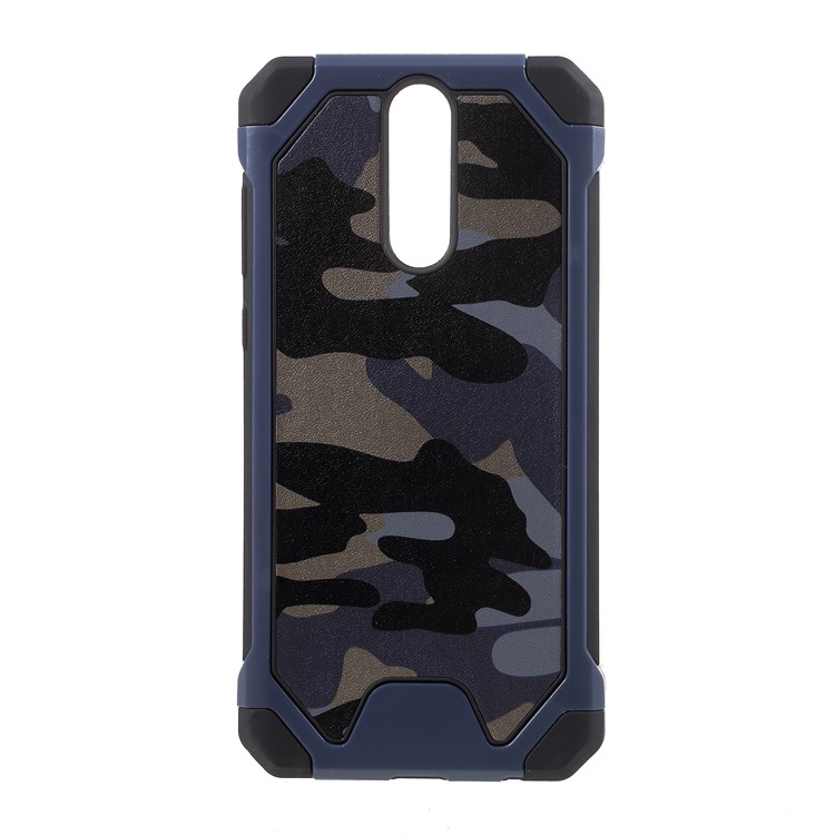 Camouflage Leather Coated PC TPU Hybrid Back Mobile Accessory Case for Huawei Mate 10 Lite / nova 2i / Maimang 6 / Honor 9i (India) - Blue-1
