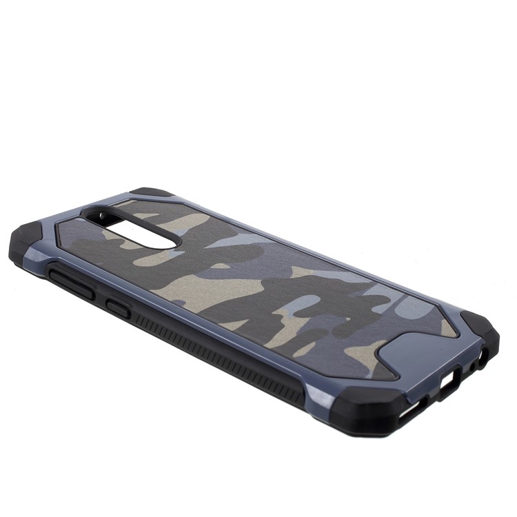 Camouflage Leather Coated PC TPU Hybrid Back Mobile Accessory Case for Huawei Mate 10 Lite / nova 2i / Maimang 6 / Honor 9i (India) - Blue-2