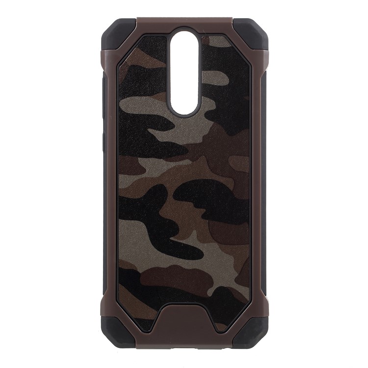 Camouflage Leather Coated PC TPU Hybrid Back Mobile Accessory Shell for Huawei Mate 10 Lite / nova 2i / Maimang 6 / Honor 9i (India) - Coffee-1