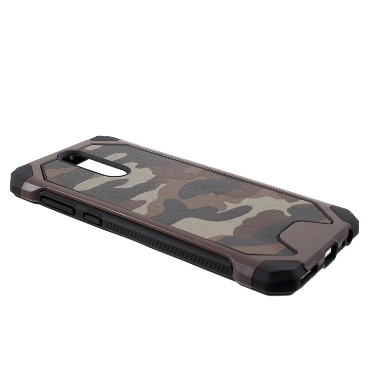 Camouflage Leather Coated PC TPU Hybrid Back Mobile Accessory Shell for Huawei Mate 10 Lite / nova 2i / Maimang 6 / Honor 9i (India) - Coffee-2