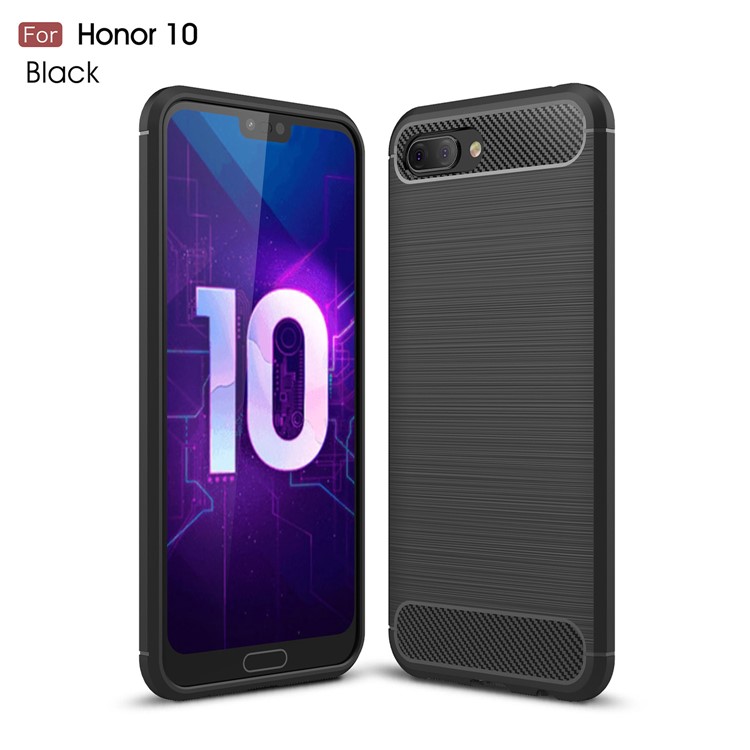 Carbon Fiber Texture Brushed TPU Mobile Phone Case for Huawei Honor 10 - Black-1