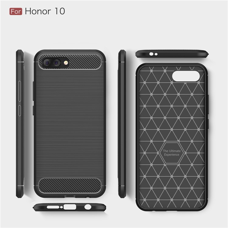 Carbon Fiber Texture Brushed TPU Mobile Phone Case for Huawei Honor 10 - Black-10