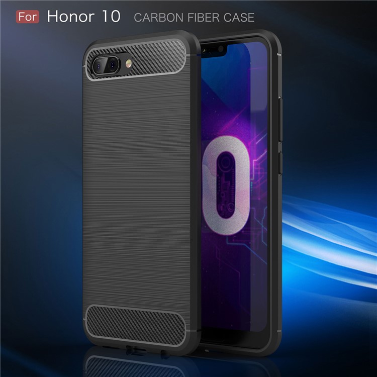 Carbon Fiber Texture Brushed TPU Mobile Phone Case for Huawei Honor 10 - Black-2